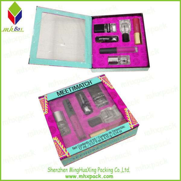 folding cosmetic paper gift box with window
